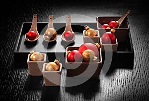 Christmas decoration in appetizer dishware