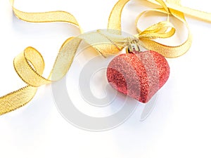 Christmas decoration ball with gold ribbon