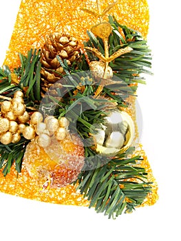 Christmas decoration with bauble, candied fruit