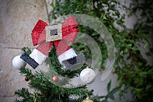 Christmas Decoration on a Beautiful Door in the Old Town of Martina Franca, in Italy