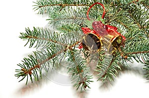 Christmas decoration with bells on a white background.