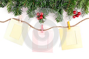 Christmas decoration and blank photo frame