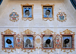 Christmas decoration on the building in St. Wolfgang in Austria