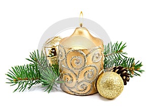 Christmas decoration with candles and fir tree