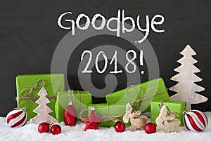 Christmas Decoration, Cement, Snow, English Text Goodbye 2018