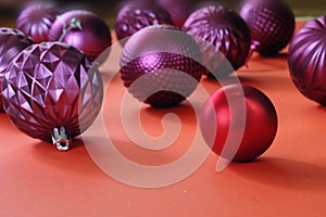 christmas decoration with christmas balls, close up shot,narrow focus, free copy space