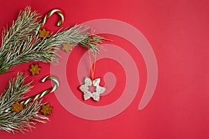 Christmas decoration from cookies on a branch