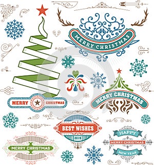 Christmas decoration design elements. Merry Christmas and happy