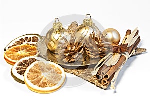 Christmas decoration with dried fruits photo