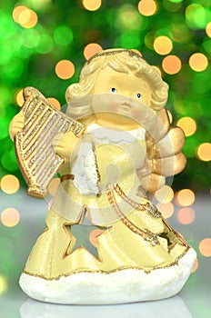 Christmas decoration, figure of angel playing the harp