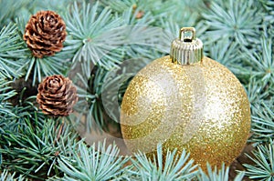 Christmas decoration fir tree and ornaments