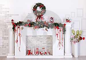 Christmas decoration with fireplace