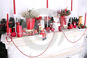 Christmas decoration of fireplace