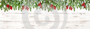 Christmas decoration Floral holidays banner Evergreen tree branches photo