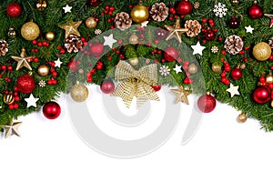 Christmas decoration frame on white