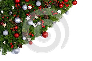 Christmas decoration frame on white