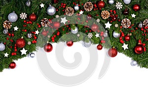 Christmas decoration frame on white