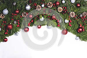 Christmas decoration frame on white