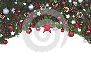 Christmas decoration frame on white