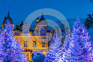 Christmas decoration in front of the casino in Monte Carlo, Monaco