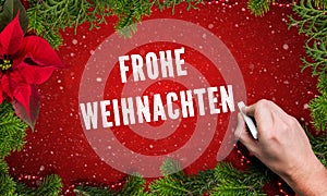 Christmas decoration and German `Merry Christmas` message