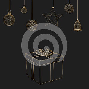 Christmas decoration and gift box Vector