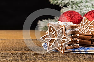 Christmas decoration with gingerbread cookies