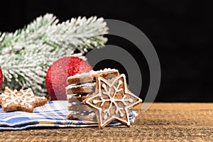 Christmas decoration with gingerbread cookies