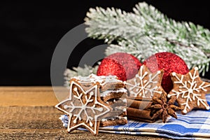 Christmas decoration with gingerbread cookies