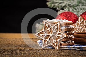 Christmas decoration with gingerbread cookies