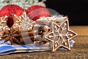 Christmas decoration with gingerbread cookies