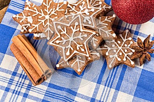 Christmas decoration with gingerbread cookies