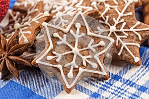 Christmas decoration with gingerbread cookies