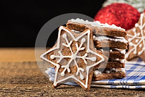 Christmas decoration with gingerbread cookies