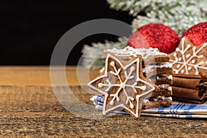 Christmas decoration with gingerbread cookies