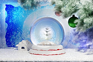 Christmas decoration with glass ball and Christmas tree