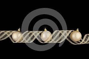 Christmas decoration gold balls with gold ribbon