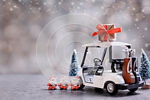 Christmas decoration with golf car on December