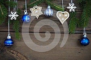 Christmas Decoration Hanging on Wood with Copy Space