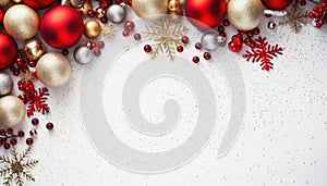 Christmas decoration and happy New Year background with copy space. Generative ai