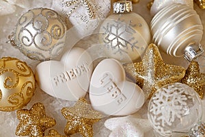 Christmas Decoration With Heart And German Words Love Peace