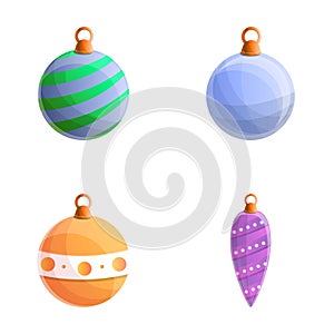 Christmas decoration icons set cartoon . Winter celebration