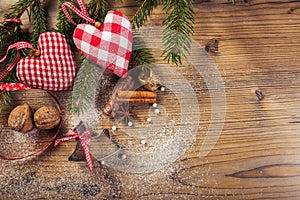 Christmas decoration, idyllic compilation, the wood background photo