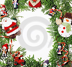 Christmas decoration isolated , white background for post card gift vintage