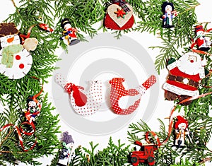 Christmas decoration isolated , white background for post card gift vintage