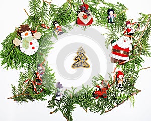 Christmas decoration isolated , white background for post card gift vintage