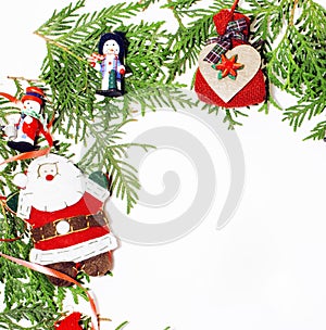 Christmas decoration isolated , white background for post card gift vintage