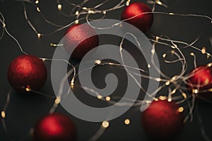 Christmas decoration items on a grey backdrop