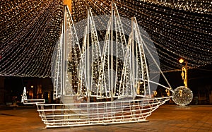 Christmas decoration light ship