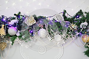 Christmas decoration with luminous garland on